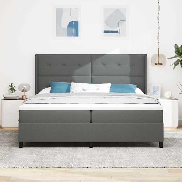 Kontinentaalvoodi koos 2 madratsiga, tumehall, 200 × 200 cm, kangas — mudel 3341666