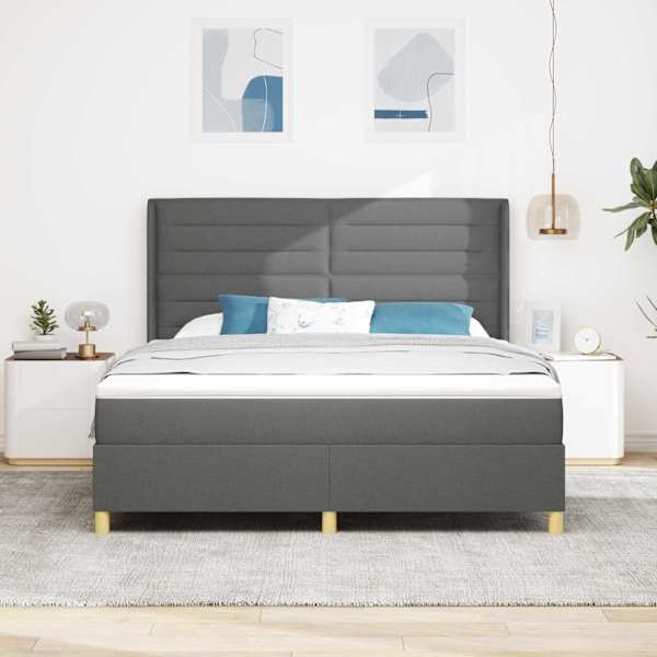 Kontinentaalvoodi koos madratsiga, tumehall, 180 × 200 cm, kangas — mudel 3341785