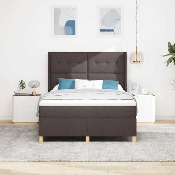 Kontinentaalvoodi koos madratsiga, tumepruun, 140 × 190 cm, kangas — mudel 3341829