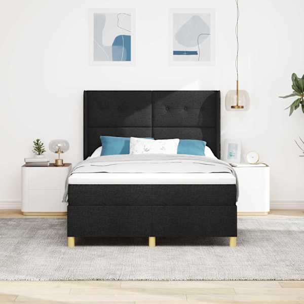 Kontinentaalvoodi koos madratsiga, must, 160 × 200 cm, kangas — mudel 3341842