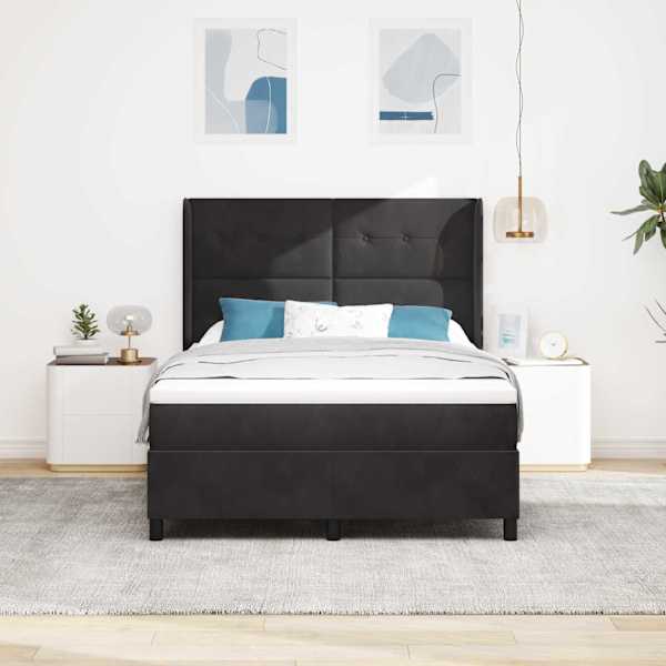 Kontinentaalvoodi koos madratsiga, must, 140 × 200 cm, samet — mudel 3342010