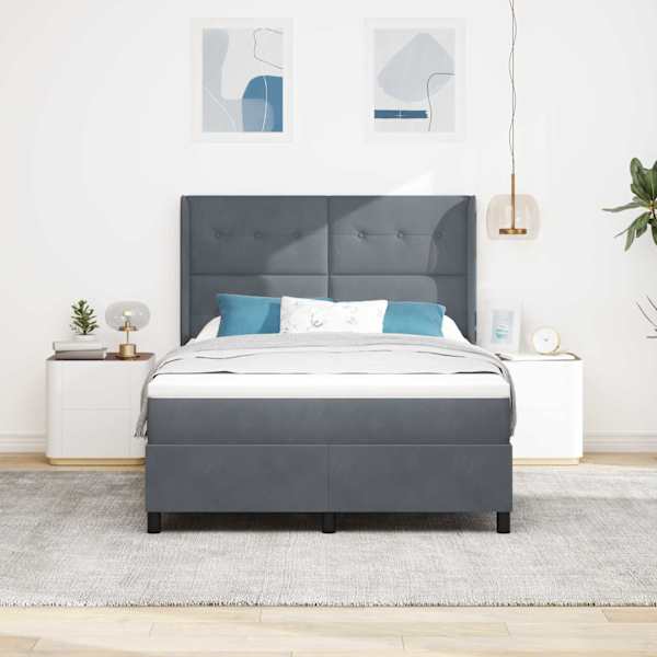 Kontinentaalvoodi koos madratsiga, tumehall, 160 × 200 cm, samet — mudel 3342015