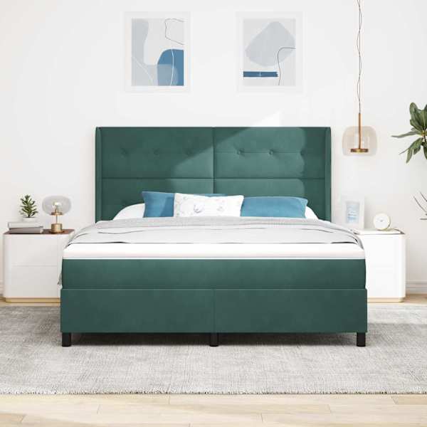 Kontinentaalvoodi koos madratsiga, tumeroheline, 180 × 200 cm, samet — mudel 3342023