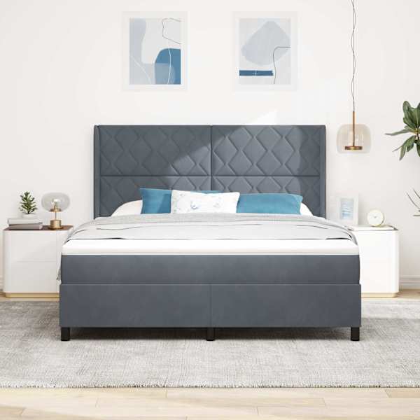 Kontinentaalvoodi koos madratsiga, tumehall, 180 × 200 cm, samet — mudel 3342075