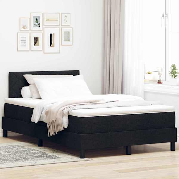 LED-valgustusega kontinentaalvoodi koos madratsiga, must, 120 × 190 cm, kangas — mudel 3342270