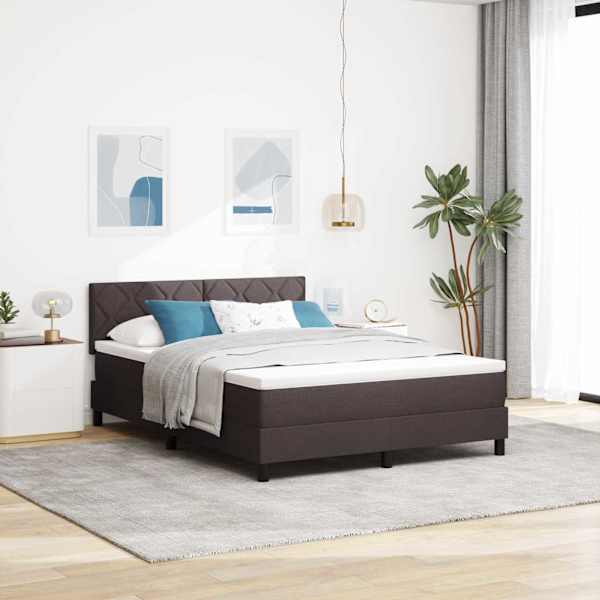 LED-valgustusega kontinentaalvoodi koos madratsiga, tumepruun, 160 × 200 cm, kangas — mudel 3342299