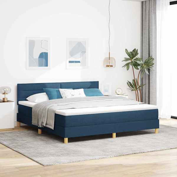 LED-valgustusega kontinentaalvoodi koos madratsiga, sinine, 180 × 200 cm, kangas — mudel 3342386