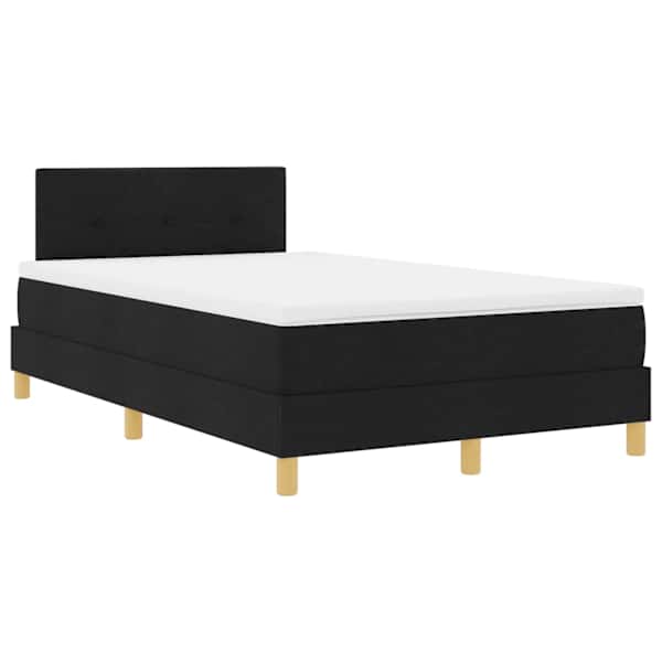 LED-valgustusega kontinentaalvoodi koos madratsiga, must, 120 × 190 cm, kangas — mudel 3342424