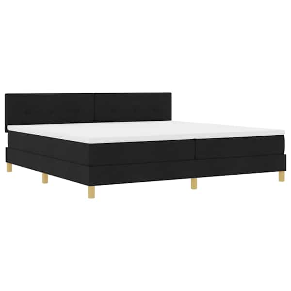 LED-valgustusega kontinentaalvoodi koos 2 madratsiga, must, 200 × 200 cm, kangas — mudel 3342466