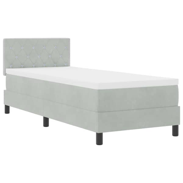 LED Box Spring Voodi peaga Helehall 80 × 200 cm Samet