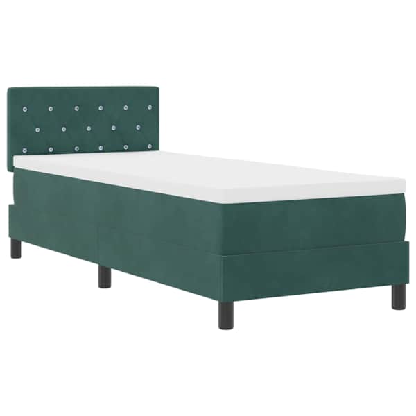 LED Box Spring Voodi peaga Tume rohelise 80 × 200 cm Samet