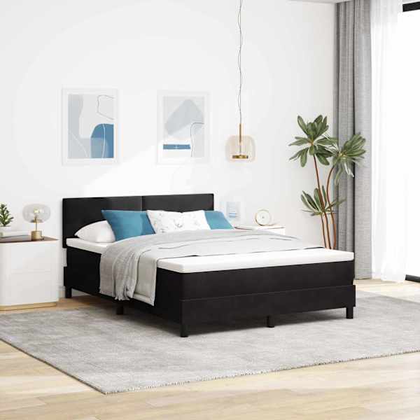 LED-valgustusega kontinentaalvoodi koos madratsiga, must, 140 × 190 cm, samet — mudel 3342652