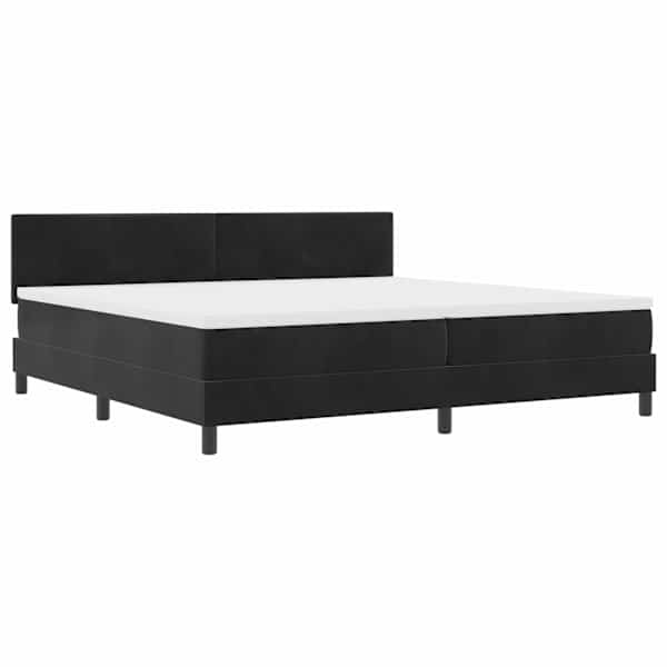 LED-valgustusega kontinentaalvoodi koos 2 madratsiga, must, 200 × 200 cm, samet — mudel 3342676