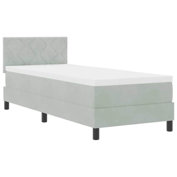 LED Box Spring Voodi peaga Helehall 80 × 200 cm Samet