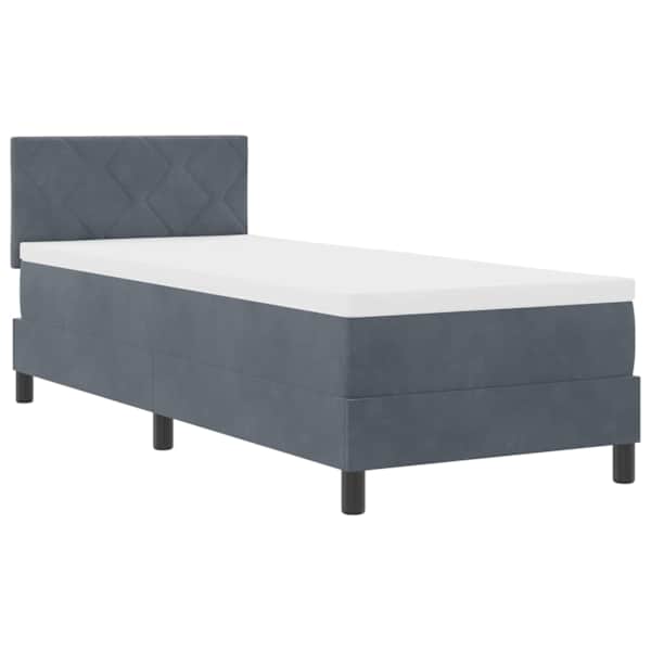 LED Box Spring Voodi peaga Tumehall 80 × 200 cm Samet