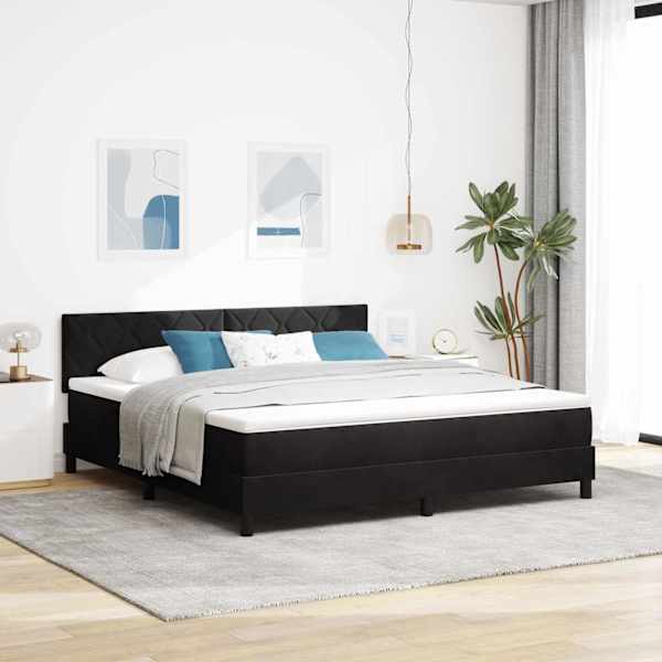 LED-valgustusega kontinentaalvoodi koos madratsiga, must, 180 × 200 cm, samet — mudel 3342736