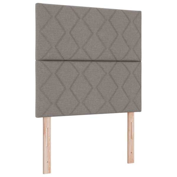 LED-valgustusega kontinentaalvoodi koos madratsiga, pruunikashall, 120 × 200 cm, kangas — mudel 3342939