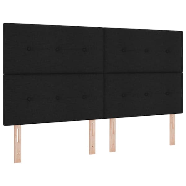 LED-valgustusega kontinentaalvoodi koos madratsiga, must, 180 × 200 cm, kangas — mudel 3343119