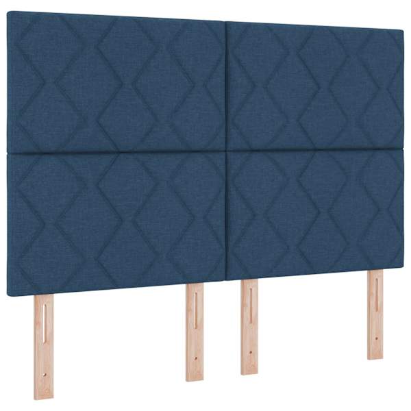 LED-valgustusega kontinentaalvoodi koos madratsiga, sinine, 160 × 200 cm, kangas — mudel 3343193