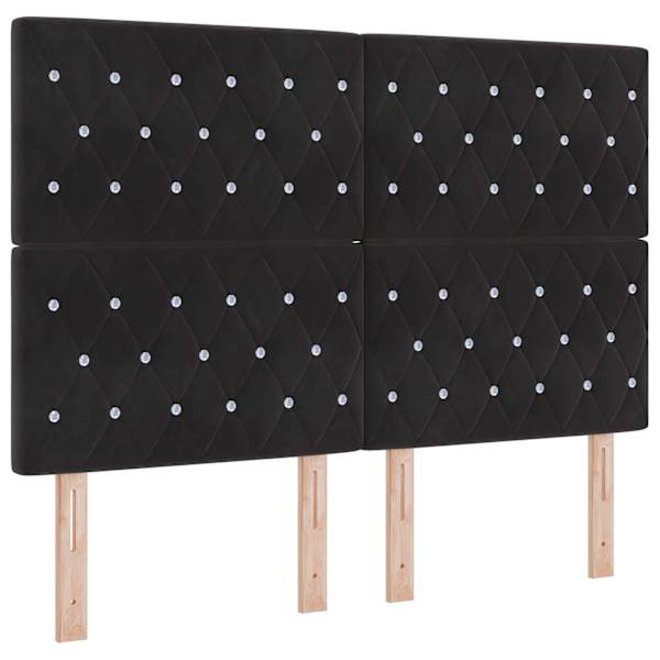 LED-valgustusega kontinentaalvoodi koos madratsiga, must, 140 × 190 cm, samet — mudel 3343246