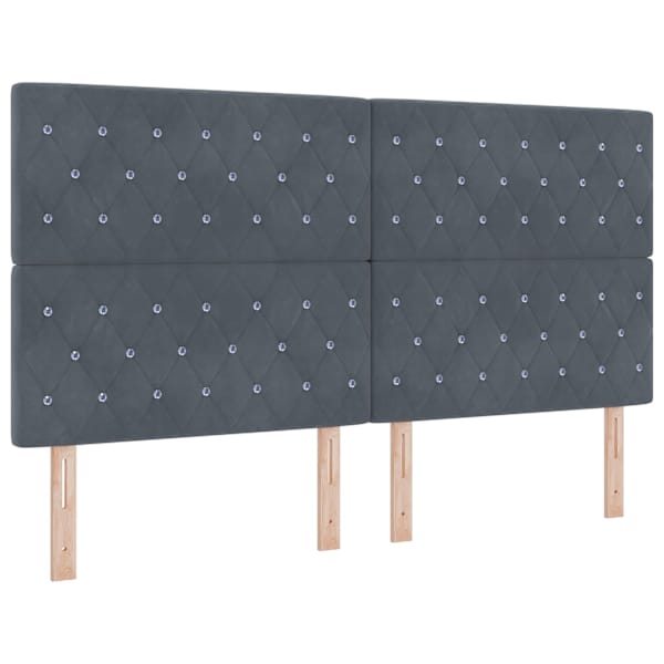 LED-valgustusega kontinentaalvoodi koos madratsiga, tumehall, 180 × 200 cm, samet — mudel 3343263