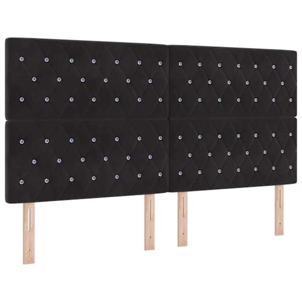 LED-valgustusega kontinentaalvoodi koos madratsiga, must, 180 × 200 cm, samet — mudel 3343264