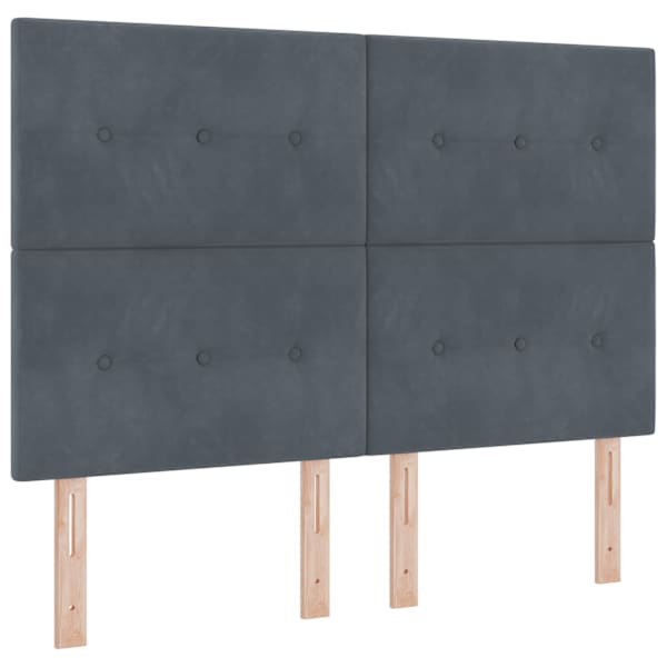 LED-valgustusega kontinentaalvoodi koos madratsiga, tumehall, 140 × 190 cm, samet — mudel 3343311