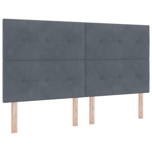 LED-valgustusega kontinentaalvoodi koos madratsiga, tumehall, 180 × 200 cm, samet — mudel 3343329