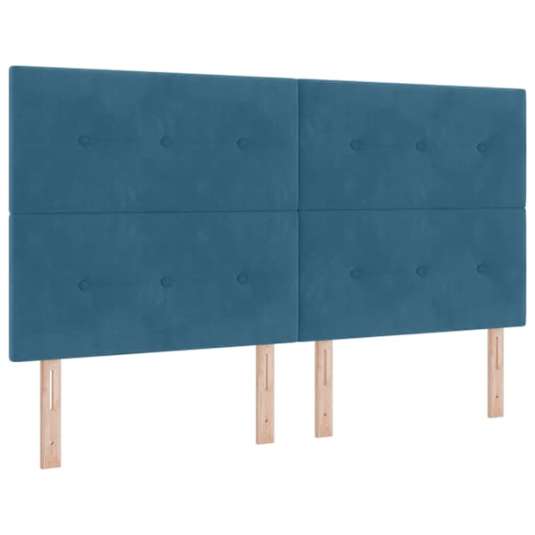 LED-valgustusega kontinentaalvoodi koos madratsiga, tumesinine, 180 × 200 cm, samet — mudel 3343332