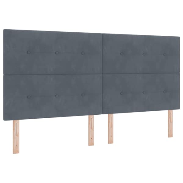 LED-valgustusega kontinentaalvoodi koos 2 madratsiga, tumehall, 200 × 200 cm, samet — mudel 3343335