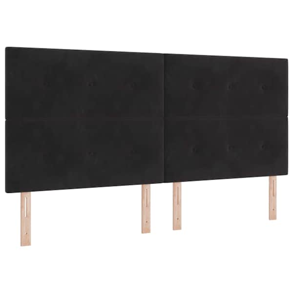 LED-valgustusega kontinentaalvoodi koos madratsiga, must, 200 × 200 cm, samet — mudel 3343336