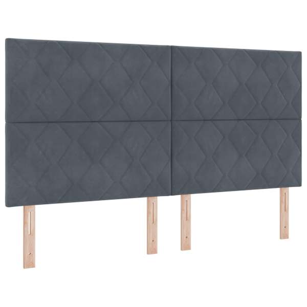 LED-valgustusega kontinentaalvoodi koos madratsiga, tumehall, 180 × 200 cm, samet — mudel 3343395