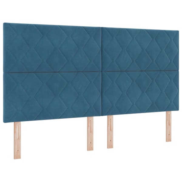 LED-valgustusega kontinentaalvoodi koos madratsiga, tumesinine, 180 × 200 cm, samet — mudel 3343398