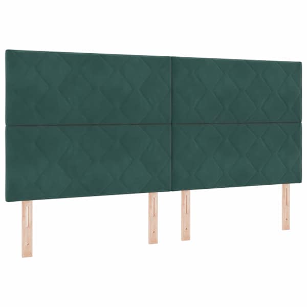 LED-valgustusega kontinentaalvoodi koos 2 madratsiga, tumeroheline, 200 × 200 cm, samet — mudel 3343403