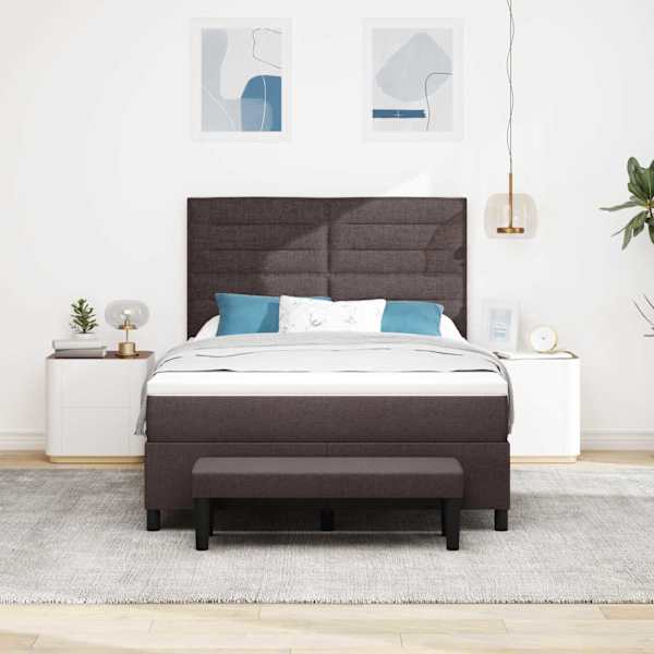 Kontinentaalvoodi koos madratsiga, tumepruun, 140 × 190 cm, kangas — mudel 3343991