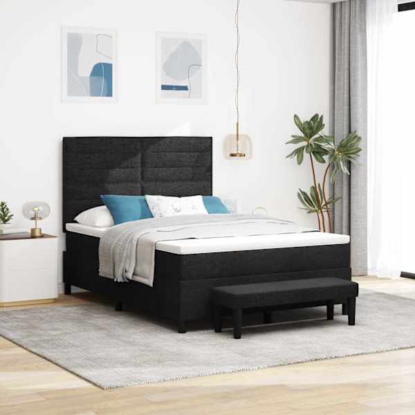 Kontinentaalvoodi koos madratsiga, must, 160 × 200 cm, kangas — mudel 3344004