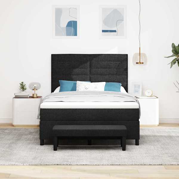 Kontinentaalvoodi koos madratsiga, must, 160 × 200 cm, kangas — mudel 3344004