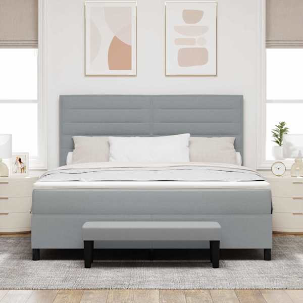 Kontinentaalvoodi koos madratsiga, helehall, 180 × 200 cm, kangas — mudel 3344009
