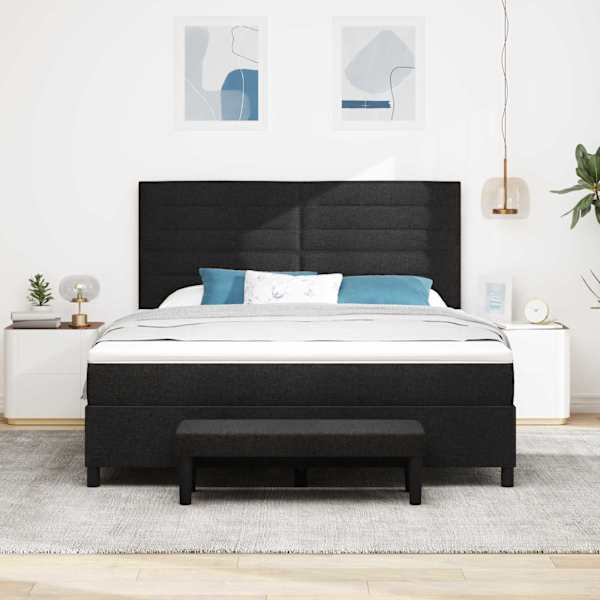 Kontinentaalvoodi koos madratsiga, must, 180 × 200 cm, kangas — mudel 3344011