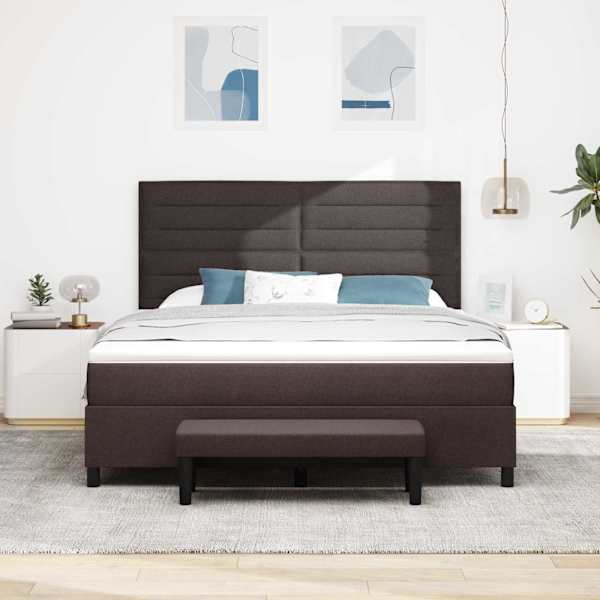 Kontinentaalvoodi koos madratsiga, tumepruun, 180 × 200 cm, kangas — mudel 3344012