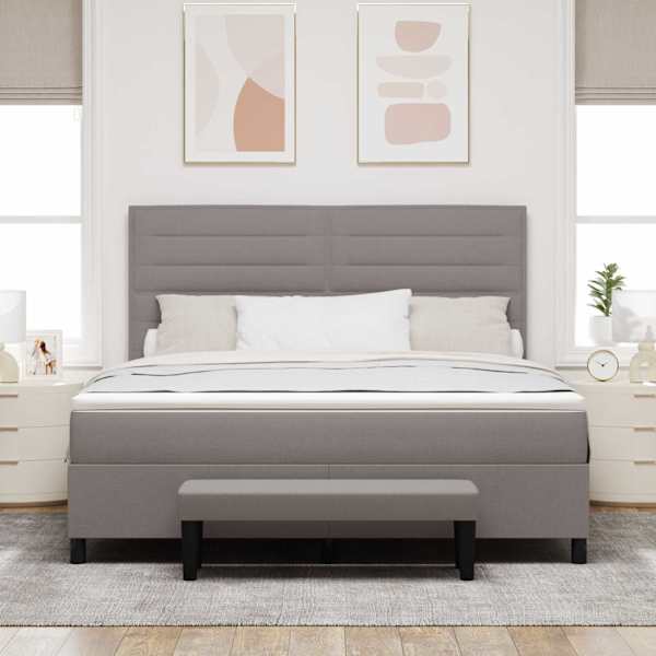 Kontinentaalvoodi koos madratsiga, pruunikashall, 180 × 200 cm, kangas — mudel 3344013