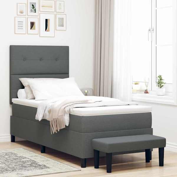 Kontinentaalvoodi koos madratsiga, tumehall, 100 × 200 cm, kangas — mudel 3344045