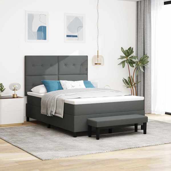 Kontinentaalvoodi koos madratsiga, tumehall, 140 × 190 cm, kangas — mudel 3344066