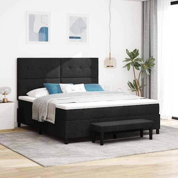 Kontinentaalvoodi koos madratsiga, must, 180 × 200 cm, kangas — mudel 3344088