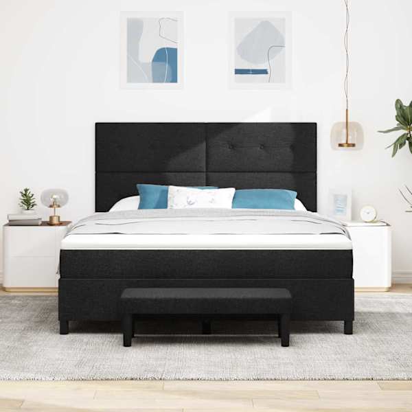 Kontinentaalvoodi koos madratsiga, must, 180 × 200 cm, kangas — mudel 3344088