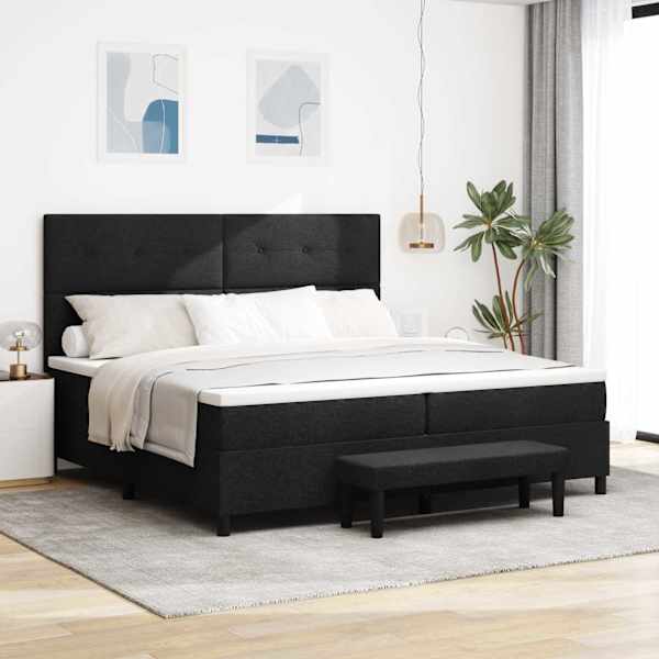 Kontinentaalvoodi koos 2 madratsiga, must, 200 × 200 cm, kangas — mudel 3344095
