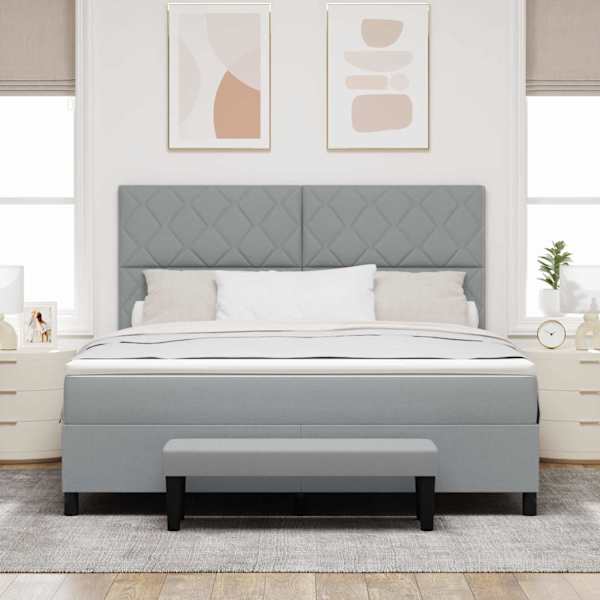 Kontinentaalvoodi koos madratsiga, helehall, 180 × 200 cm, kangas — mudel 3344163