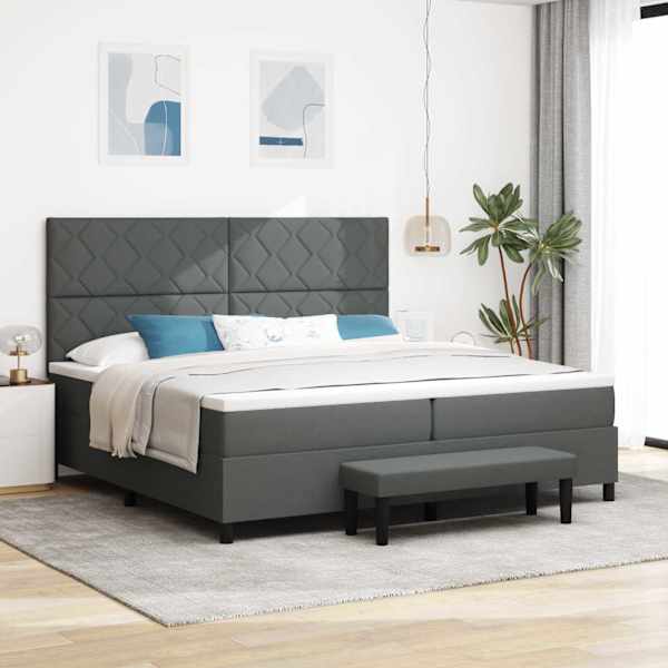 Kontinentaalvoodi koos 2 madratsiga, tumehall, 200 × 200 cm, kangas — mudel 3344171