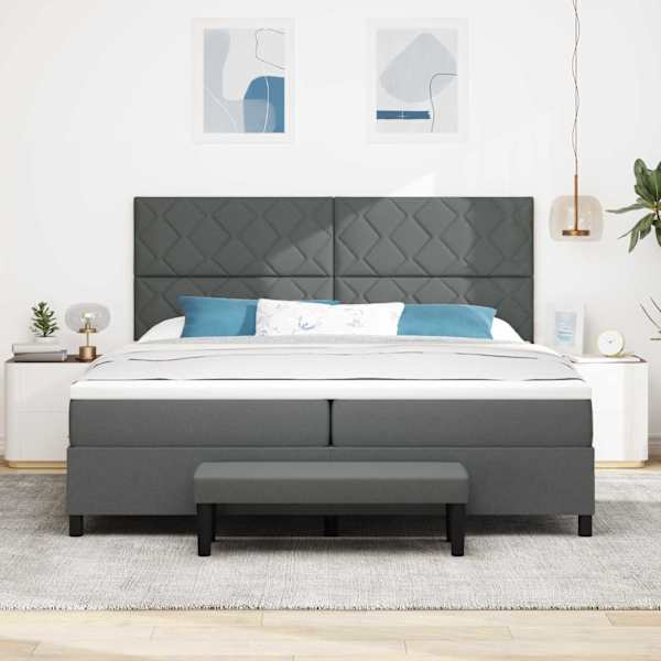 Kontinentaalvoodi koos 2 madratsiga, tumehall, 200 × 200 cm, kangas — mudel 3344171