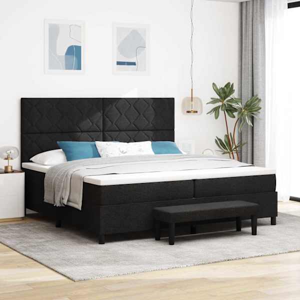 Kontinentaalvoodi koos madratsiga, must, 200 × 200 cm, kangas — mudel 3344172
